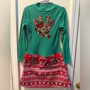 Pink & Violet Sequin Rudolph Christmas Dress